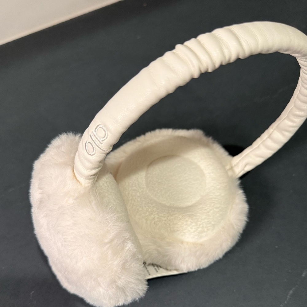 Alo yoga earmuffs in white faux fur